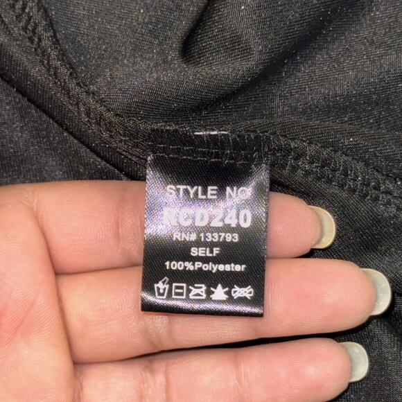 POL Velvet Wrap Dress Womens Medium Black Sleeveless Adjustable Spaghetti Strap - Picture 6 of 9